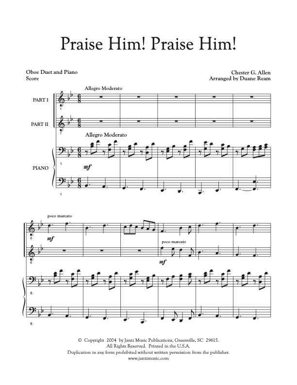 Praise Him! Praise Him! - Oboe Duet – Jantz Music Publications