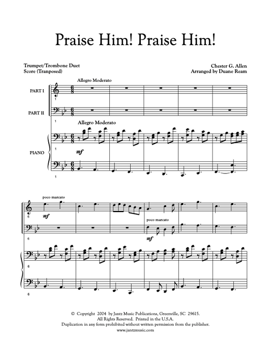 Praise Him! Praise Him! - Trumpet/Trombone Duet