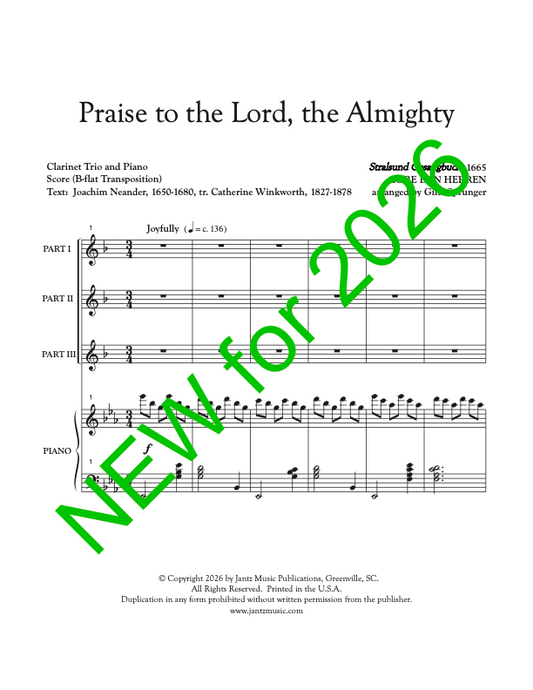 Praise to the Lord, the Almighty - Clarinet Trio