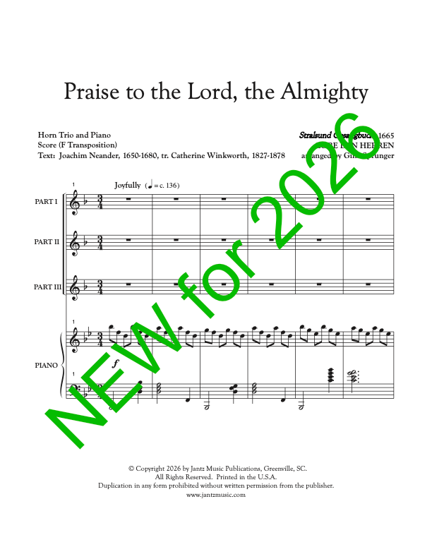 Praise to the Lord, the Almighty - Horn Trio