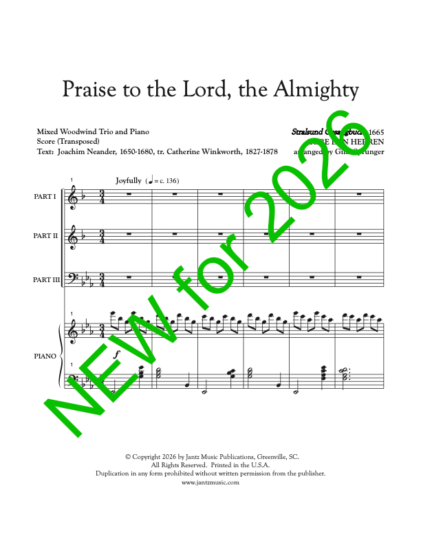 Praise to the Lord, the Almighty - Mixed Woodwind Trio