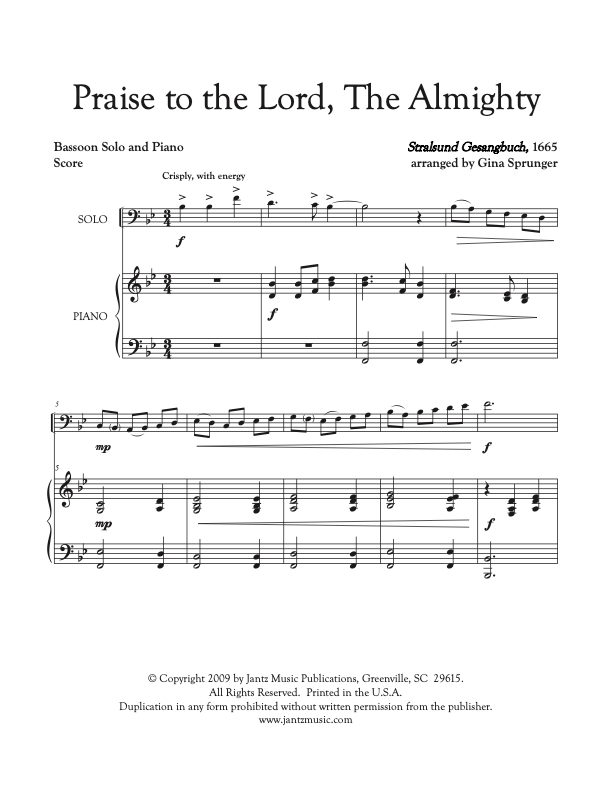 Praise to the Lord, The Almighty - Bassoon Solo
