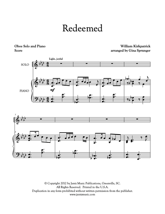 Redeemed - Oboe Solo