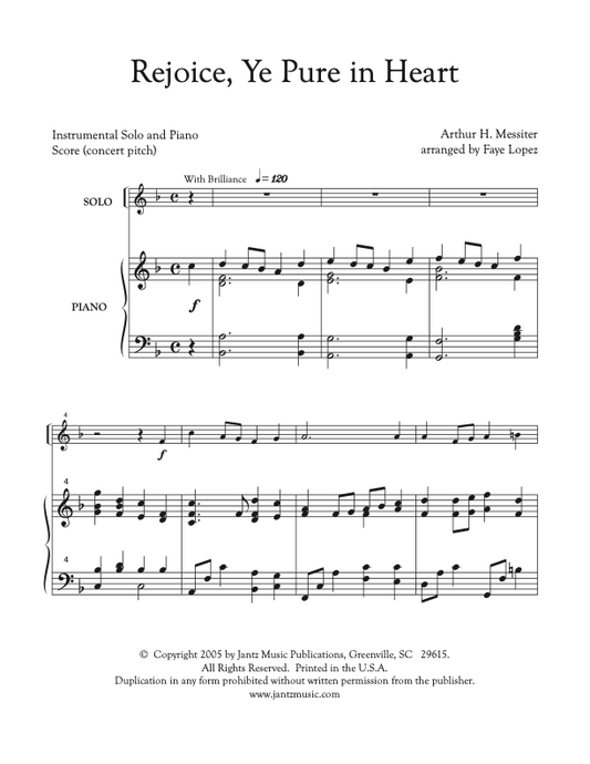 Rejoice, Ye Pure in Heart - Combined Set of All Solo Instrument Options