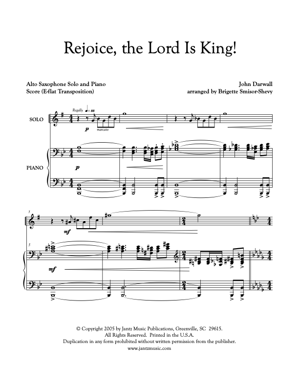 Rejoice, the Lord Is King! - Alto Saxophone Solo