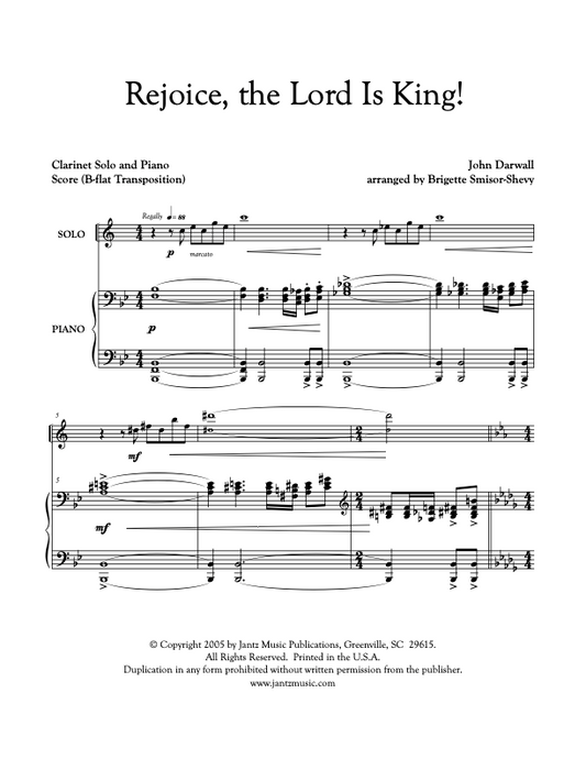 Rejoice, the Lord Is King! - Clarinet Solo