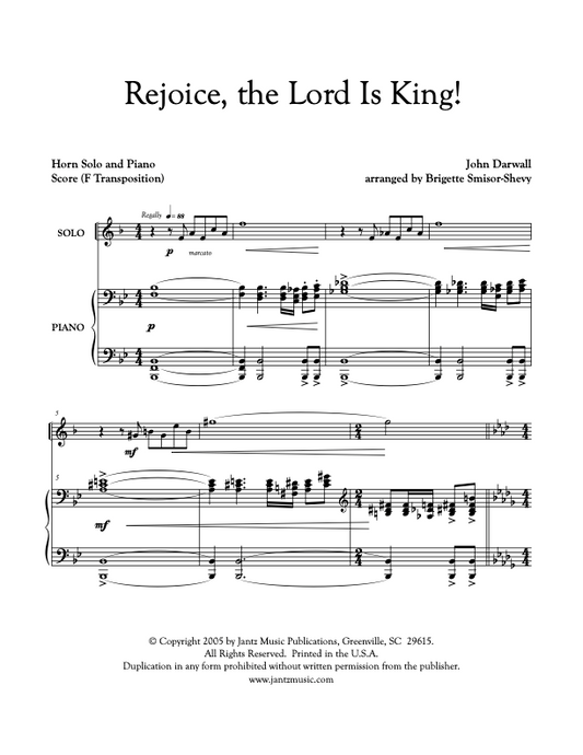 Rejoice, the Lord Is King! - Horn Solo