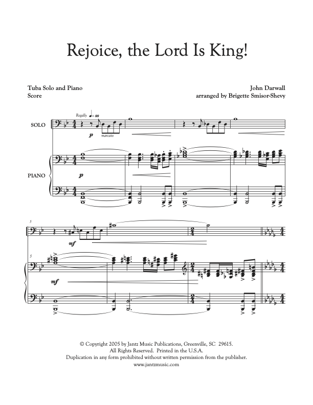 Rejoice, the Lord Is King! - Tuba Solo