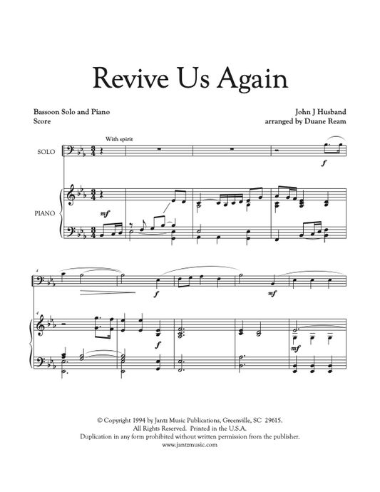 Revive Us Again - Bassoon Solo