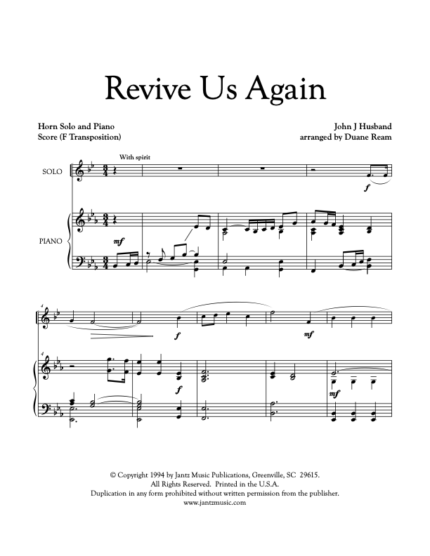 Revive Us Again - Horn Solo