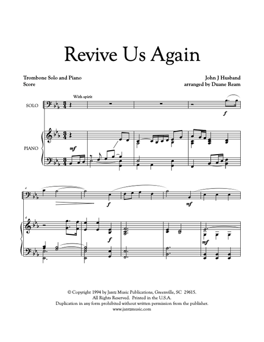 Revive Us Again - Trombone Solo