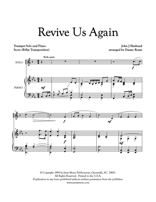 Revive Us Again - Trumpet Solo