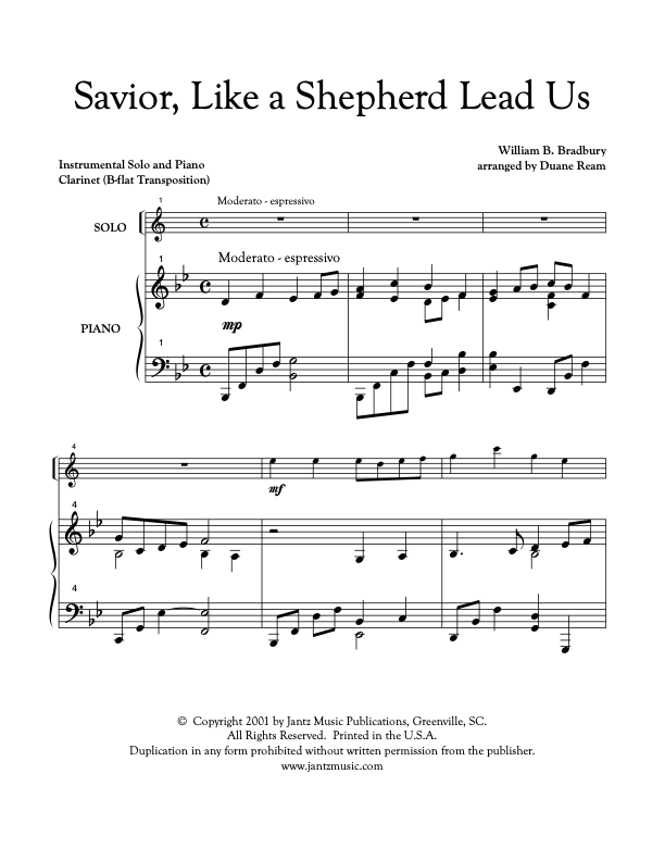 Savior, Like a Shepherd Lead Us - Clarinet Solo