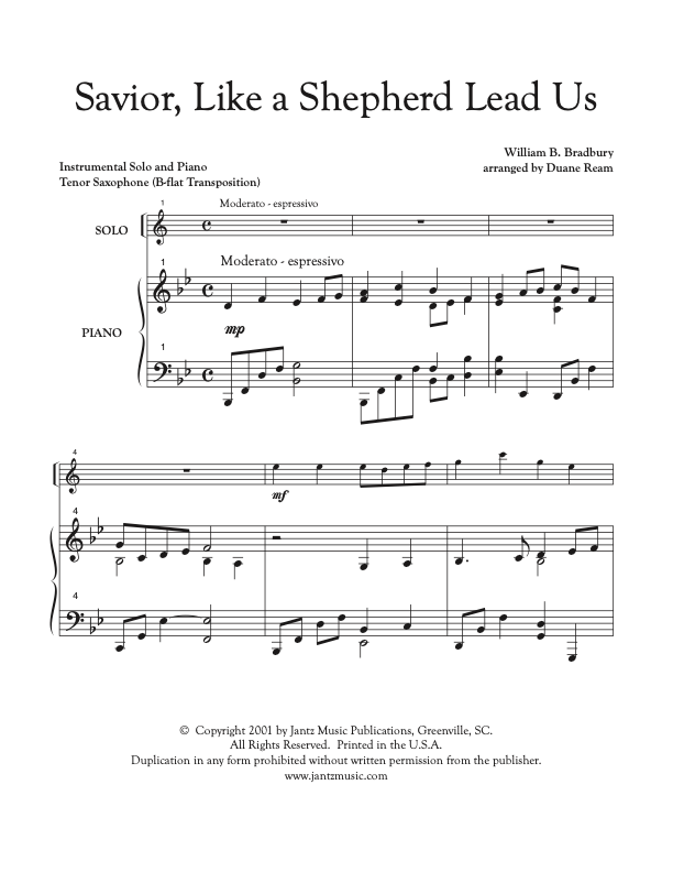 Savior, Like a Shepherd Lead Us - Tenor Saxophone Solo