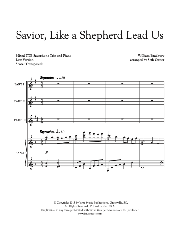 Savior, Like a Shepherd Lead Us- TTB Saxophone Trio