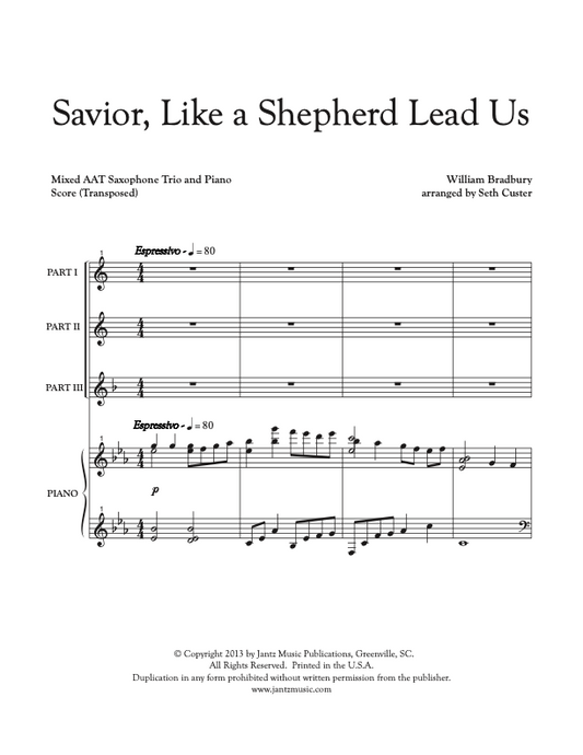 Savior, Like a Shepherd Lead Us- AAT Saxophone Trio