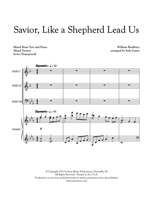 Savior, Like a Shepherd Lead Us- Mixed Brass Trio