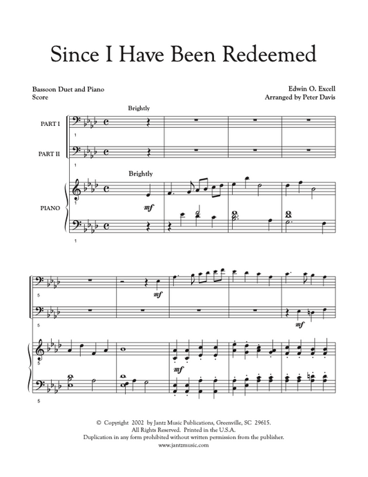 Since I Have Been Redeemed - Bassoon Duet