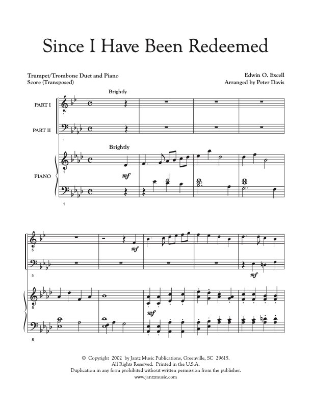 Since I Have Been Redeemed - Trumpet/Trombone Duet