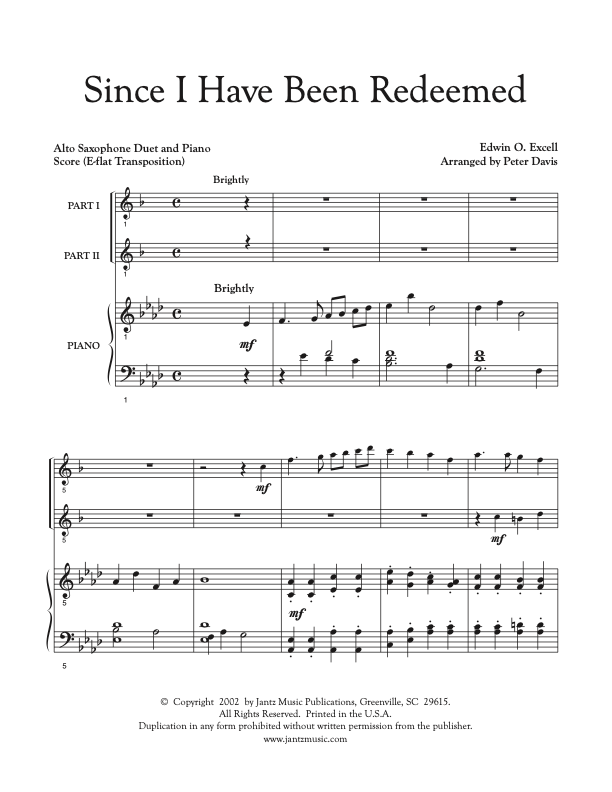 Since I Have Been Redeemed - Alto Saxophone Duet