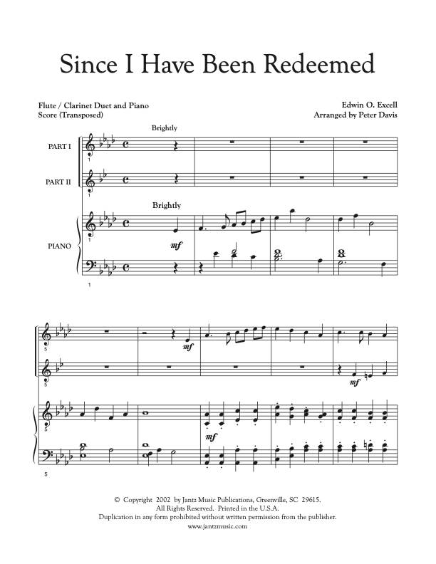 Since I Have Been Redeemed - Flute/Clarinet Duet