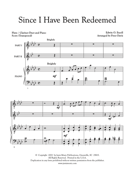 Since I Have Been Redeemed - Flute/Clarinet Duet