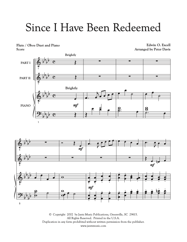 Since I Have Been Redeemed - Flute/Oboe Duet