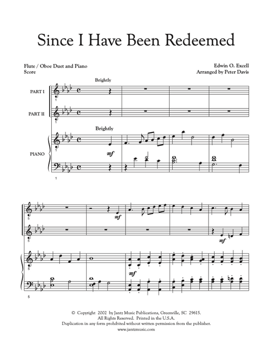 Since I Have Been Redeemed - Flute/Oboe Duet