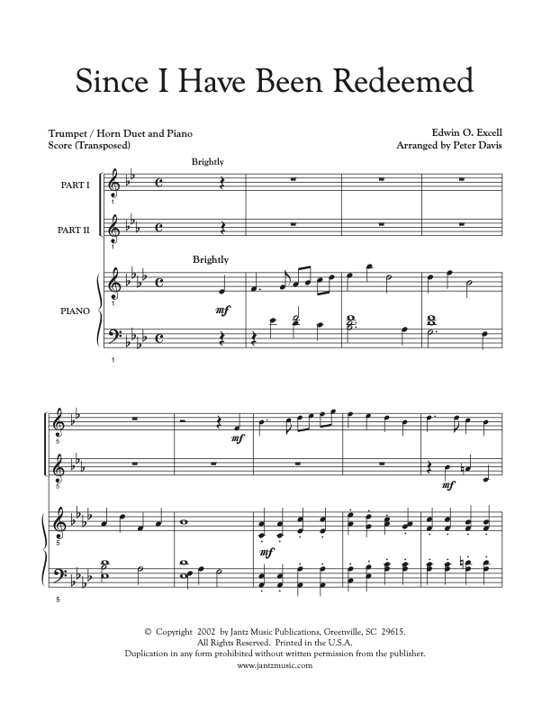 Since I Have Been Redeemed - Trumpet/Horn Duet