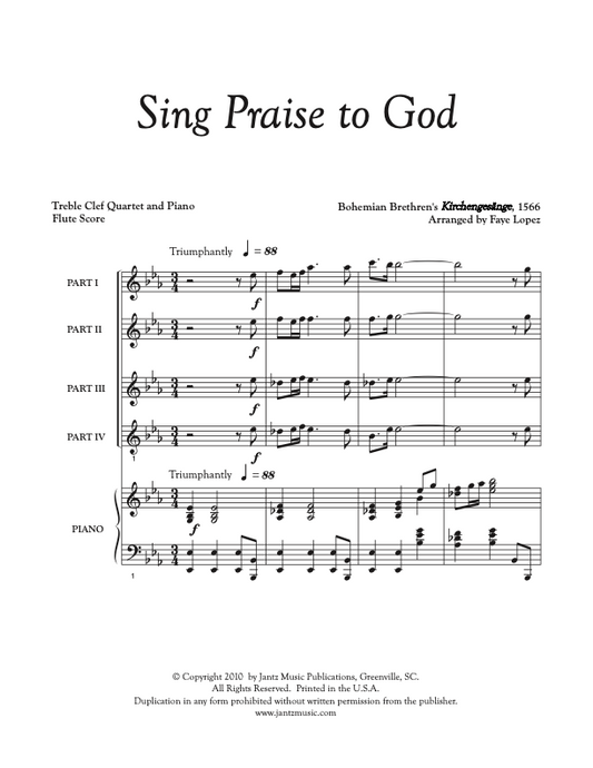 Sing Praise to God - Flute Quartet