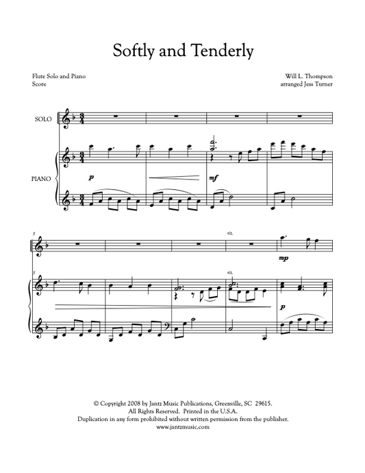 Softly and Tenderly - Flute Solo