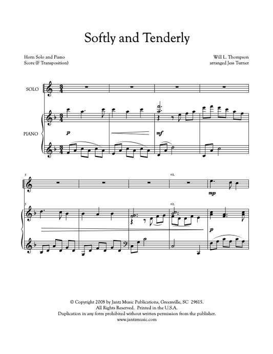 Softly and Tenderly - Horn Solo