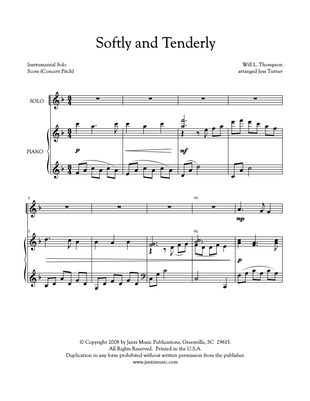 Softly and Tenderly - Combined Set of All Solo Instrument Options