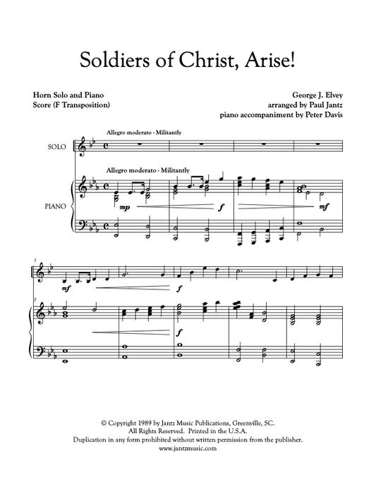 Soldiers of Christ, Arise! - Horn Solo