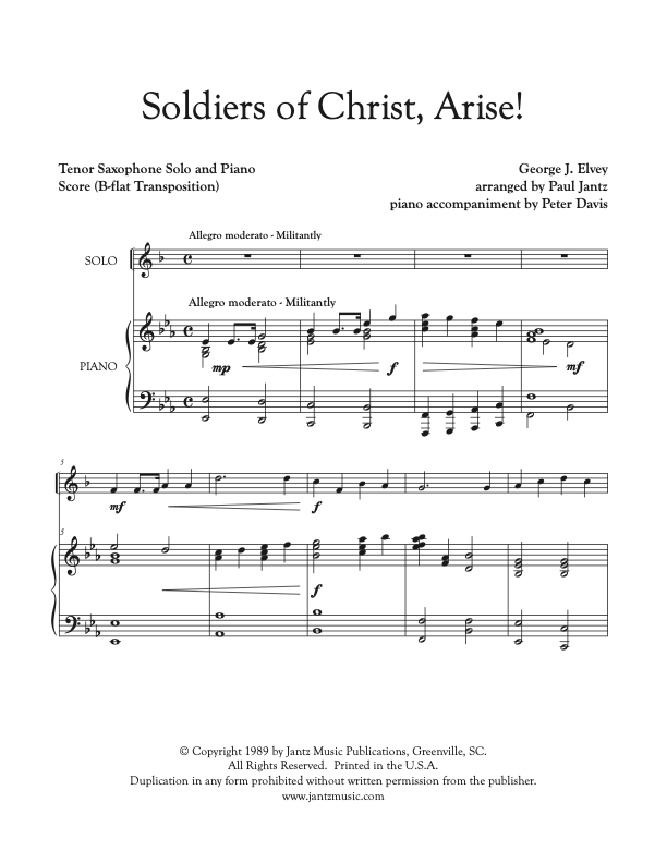 Soldiers of Christ, Arise! - Tenor Saxophone Solo