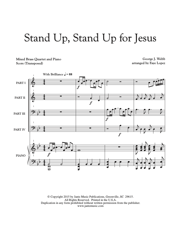 Stand Up, Stand Up for Jesus - Mixed Brass Quartet w/ piano