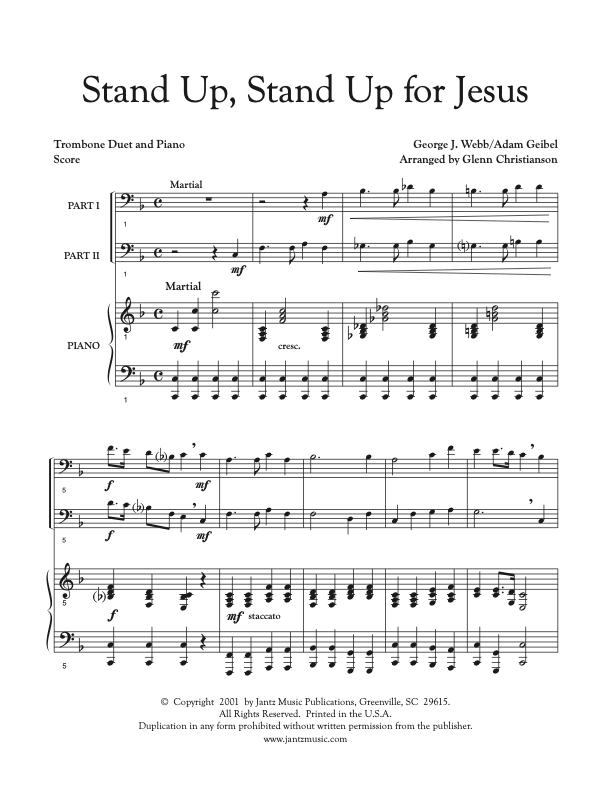 Stand Up, Stand Up for Jesus - Trombone Duet
