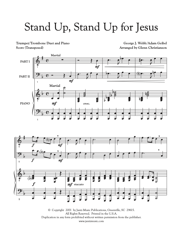 Stand Up, Stand Up for Jesus - Trumpet/Trombone Duet