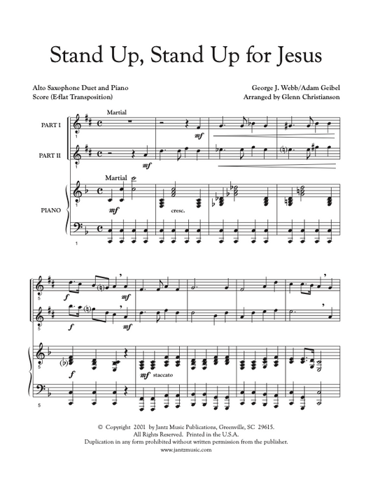 Stand Up, Stand Up for Jesus - Alto Saxophone Duet
