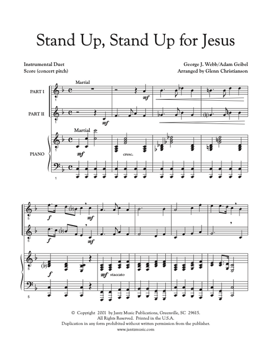 Stand Up, Stand Up for Jesus - Combined Set of All Duet Instrument Options