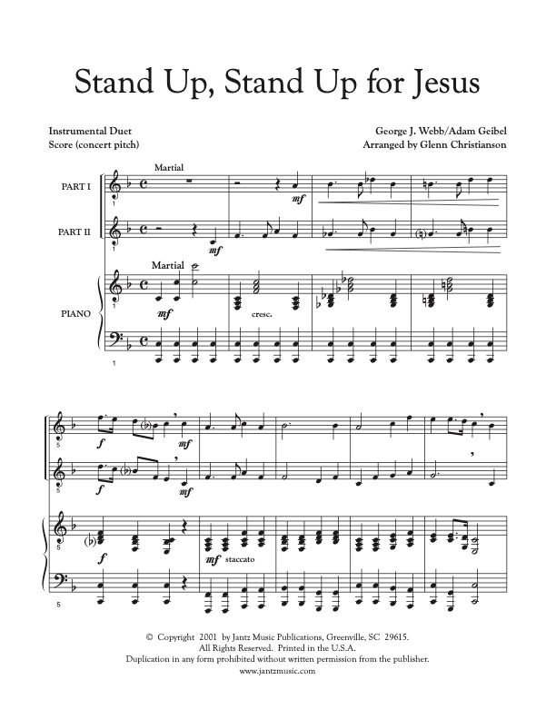 Stand Up, Stand Up for Jesus - Combined Set of All Duet Instrument Options