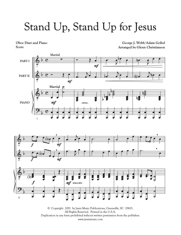 Stand Up, Stand Up for Jesus - Oboe Duet