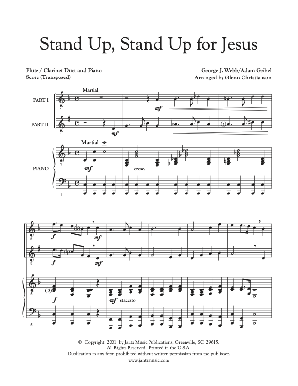Stand Up, Stand Up for Jesus - Flute/Clarinet Duet
