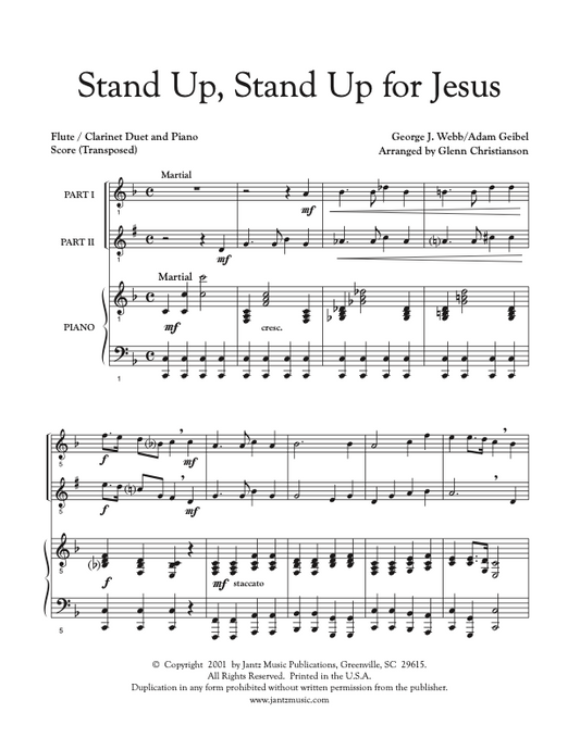 Stand Up, Stand Up for Jesus - Flute/Clarinet Duet