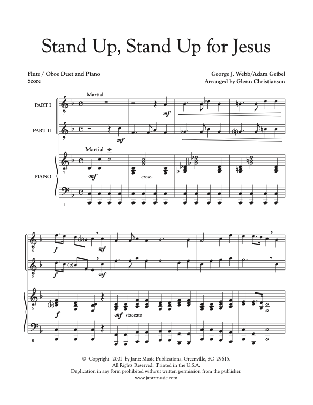 Stand Up, Stand Up for Jesus - Flute/Oboe Duet