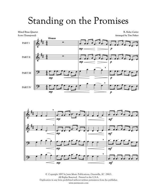 Standing on the Promises - Mixed Brass Quartet