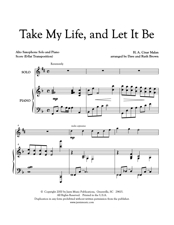 Take My Life, and Let It Be - Alto Saxophone Solo