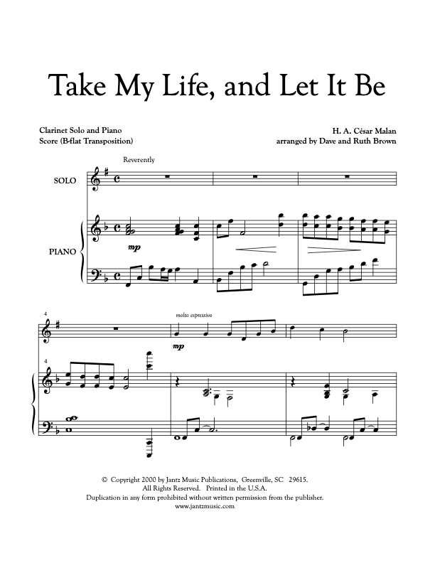 Take My Life, and Let It Be - Clarinet Solo