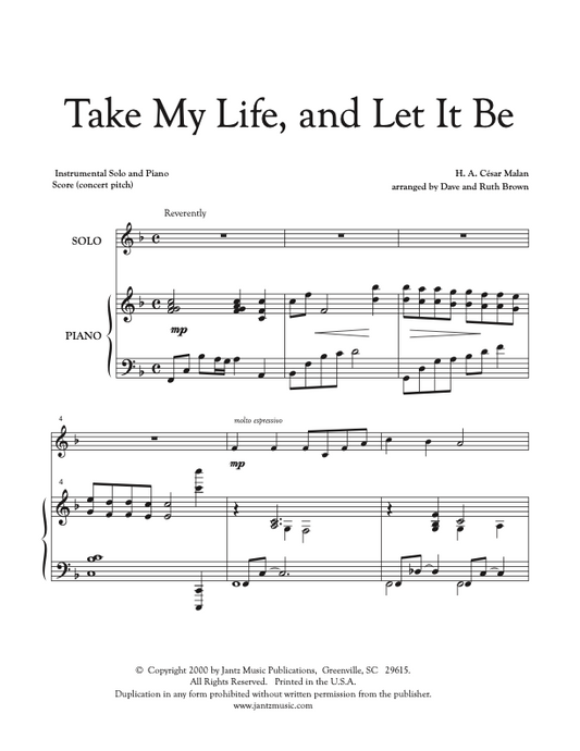 Take My Life, and Let It Be - Combined Set of All Solo Instrument Options