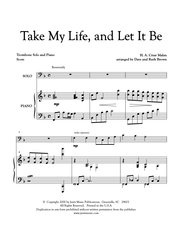 Take My Life, and Let It Be - Trombone Solo